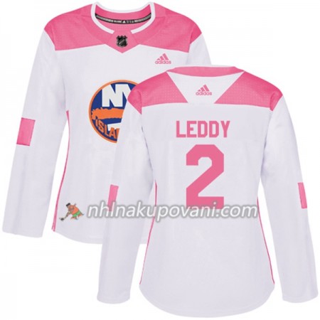 New York Islanders Dresy Nick Leddy 2 Bílá 2017-2018 Adidas Růžová Fashion Authentic - Dámské